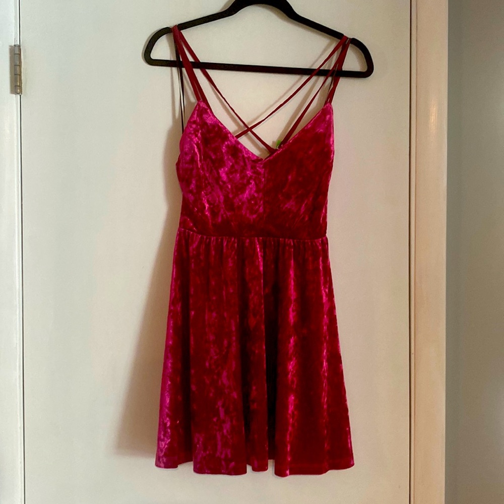 Hot Pink Velvet Dress